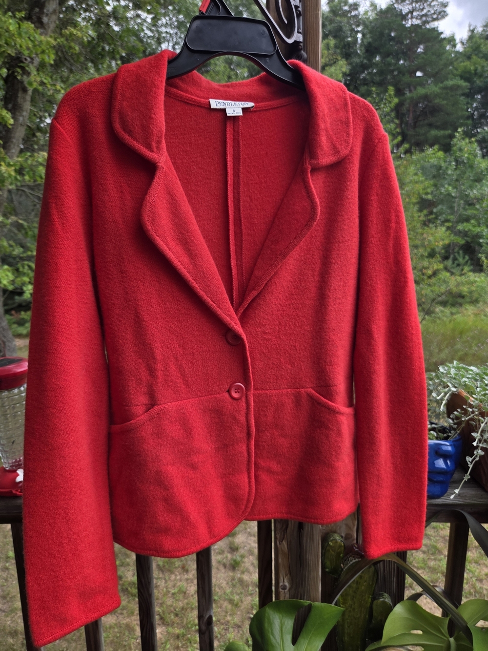 VINTAGE Pendleton Bright Red 100% Lambs Wool Blazer
